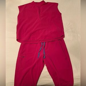 Figs Raspberry Sorbet Zamora 2.0 High Waisted Joggers-2XL & Rafaela Scrub top XL